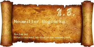 Neumüller Boglárka névjegykártya